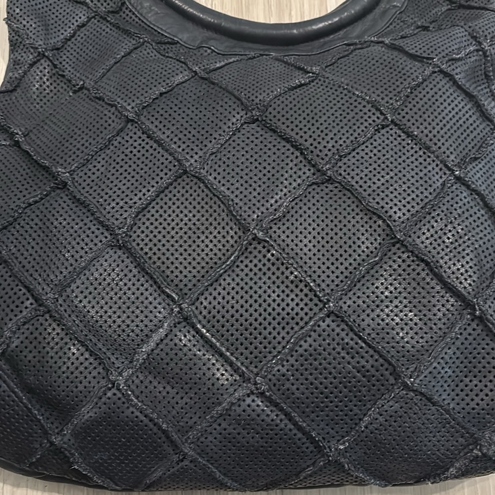 Anthropologie Illona Lattice‎ Black Leather Shoulder Bag - Picture 4 of 15